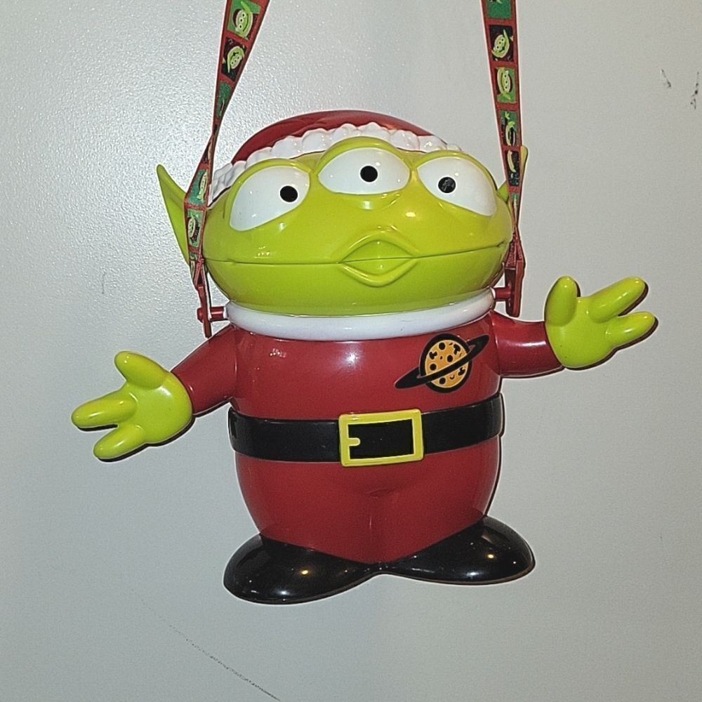 Disney Parks Holiday Toy Story Popcorn Bucket Green Alien Santa Claus Christmas
